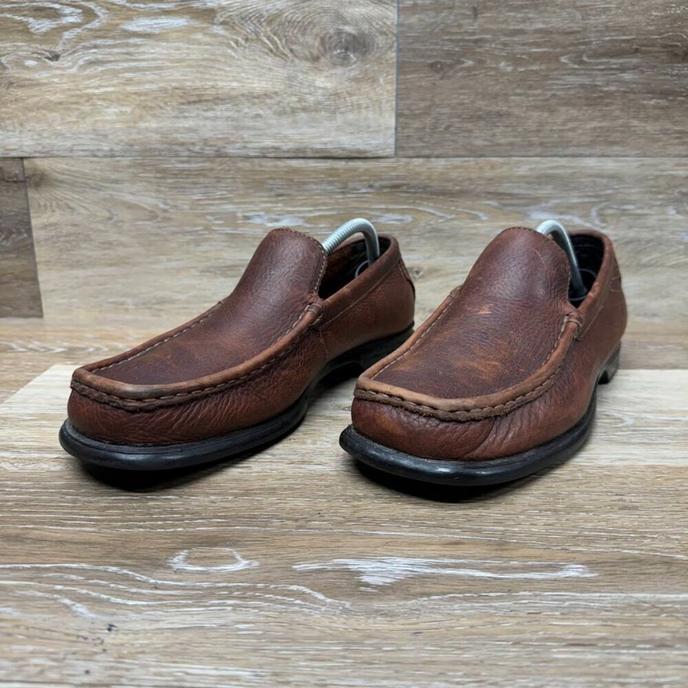 RJ Colt Brook Brown Leather Square Toe Loafers Men's Size 10.5